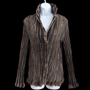 Womens Crepe Faded Grunge Rocker Steampunk Regency Victorian Vampire Shirt L